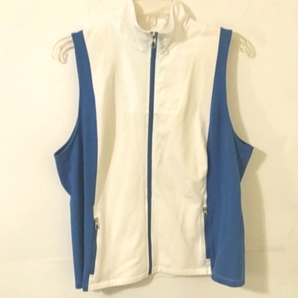 LAUREN RALPH LAUREN ROYAL BLUE WHITE COLOR-BLOCK SLEEVELESS JACKET VEST SIZE XL - Picture 2 of 6